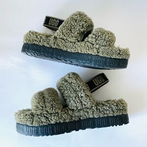 UGG Oh Fluffita Slide Burnt Olive Sandals Men’s 12 / Women’s 13 Cozy Statement